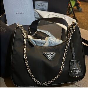Prada Black Shoulder Bag with Chain Strap
